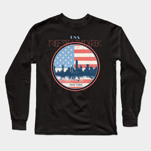 new york skyline Long Sleeve T-Shirt by BekimART